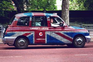 London black cab with union jack